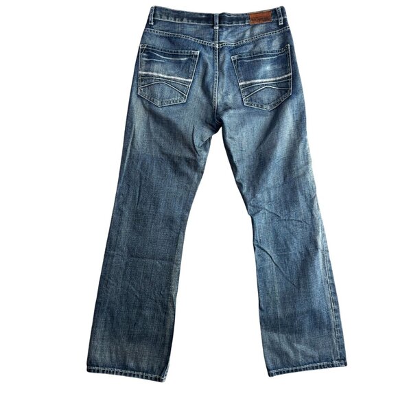 Express Kingston Boot Cut Jeans Classic Faded Whiskered Distressed Mens Denim 32 - Picture 6 of 7